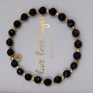 Gorjana Power Gemstone Black Onyx stretch bracelet excellent condition C5